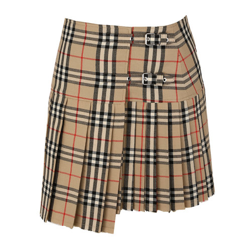 BURBERRY/博柏利米色經(jīng)典格紋羊毛女士半身裙短裙8025832