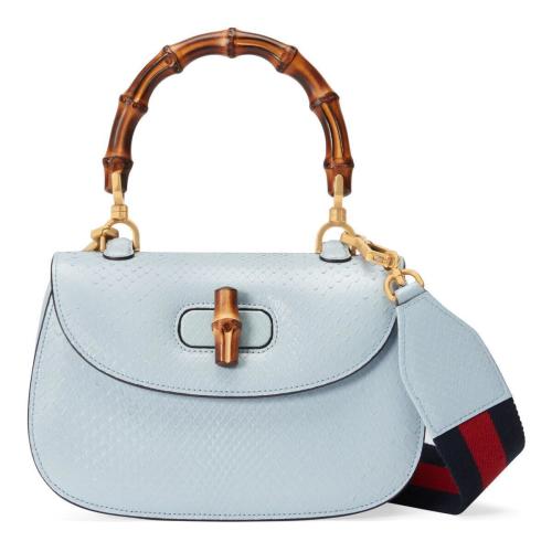  GUCCI古馳 22年秋冬 女士 Gucci Bamboo 1947系列竹節(jié)蟒蛇皮手袋 675797 L2DRT 4465
