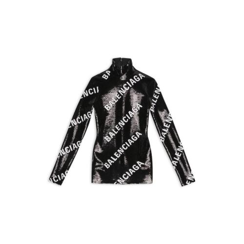  BALENCIAGA巴黎世家 22年秋冬 女士 連衣裙 ALLOVER LOGO EMBROIDERED DRESS 706776TMR681070