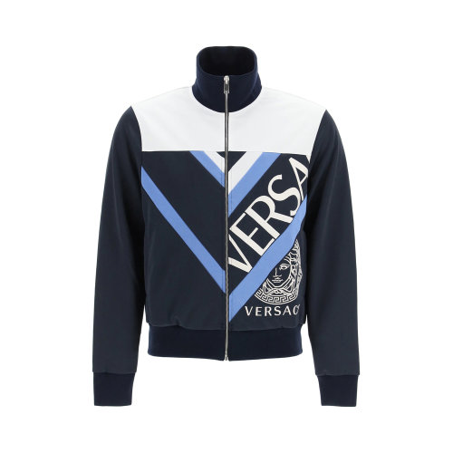 VERSACE/范思哲 男士拼色滌綸混紡棉質(zhì)連帽夾克運(yùn)動(dòng)衫 1001423-1A01057-6U300