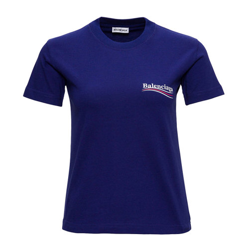 Balenciaga/巴黎世家 女士 服裝  深藍色圓領字母LOGO印花棉質T恤  女士短袖T恤