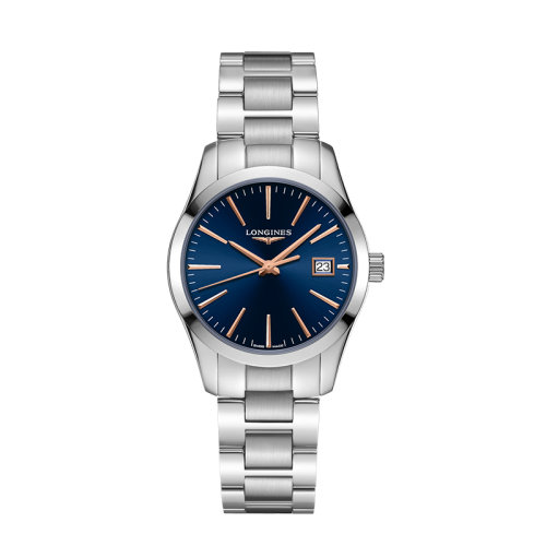 LONGINES/浪琴  康鉑系列精鋼藍(lán)色表盤石英女士腕表34毫米 L2.386.4.92.6