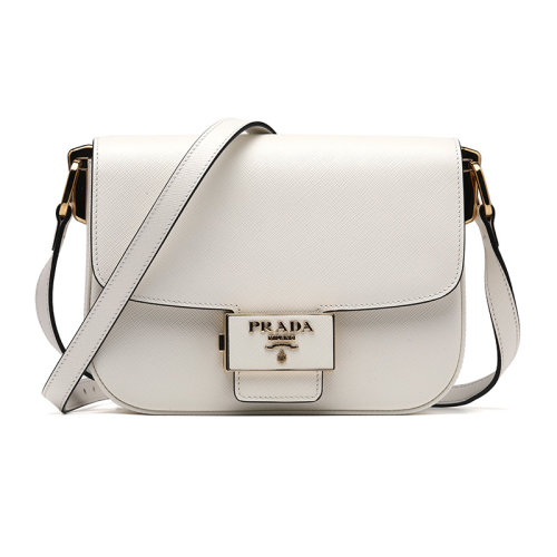 PRADA/普拉達Emblème Saffiano牛皮革徽標按鎖女士單肩包斜挎包1BD217NZV