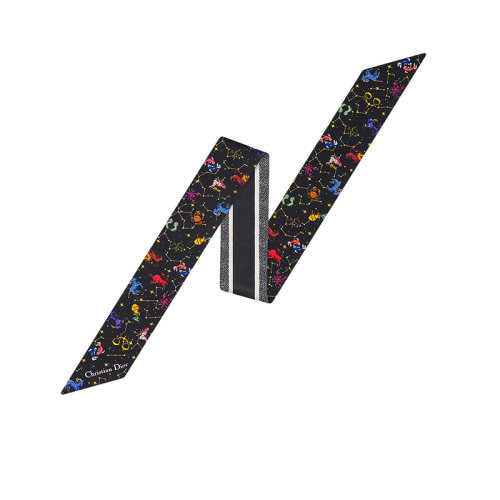 DIOR/迪奧 22年秋冬新款 MITZAH系列 女士黑色桑蠶絲斜紋面料多色Zodiac Pixel印花絲巾24PCO106I611_C988