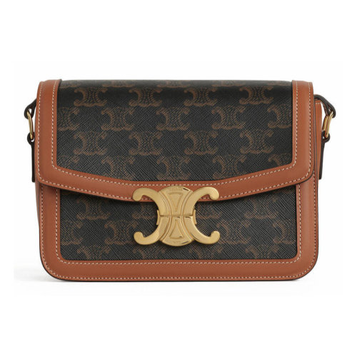 Celine 賽琳女包 斜挎包 凱旋門 TRIOMPHE小號標(biāo)志印花和牛皮革手袋