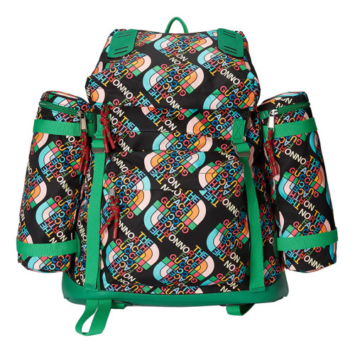 GUCCI/古馳 22新款北面聯(lián)名系列 男士黑色/綠色尼龍主題系列印花雙肩背包650294UNHAN1164