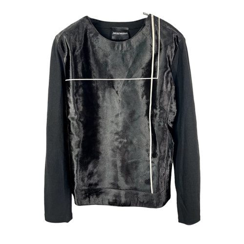 Emporio Armani/安普里奧阿瑪尼 男士黑色拼毛衛(wèi)衣 R1R13P R1P05