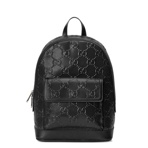 GUCCI/古馳 21新款GG embossé系列 男女同款黑色雙G壓紋皮革背包雙肩包6585791W3BN1000