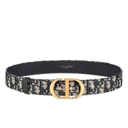 DIOR/迪奧 女士藍(lán)色Dior斜紋提花帆布皮帶 35毫米B0077UTZQ_M928