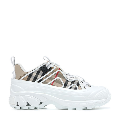 BURBERRY/博柏利21新品Vintage 格紋棉質(zhì)拼皮革Arthur女士休閑運(yùn)動鞋8039440