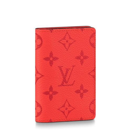 Louis Vuitton/路易威登 22春夏新款ORGANIZER DE POCHE系列 男士紅色老花帆布配皮長款翻折錢包M30823