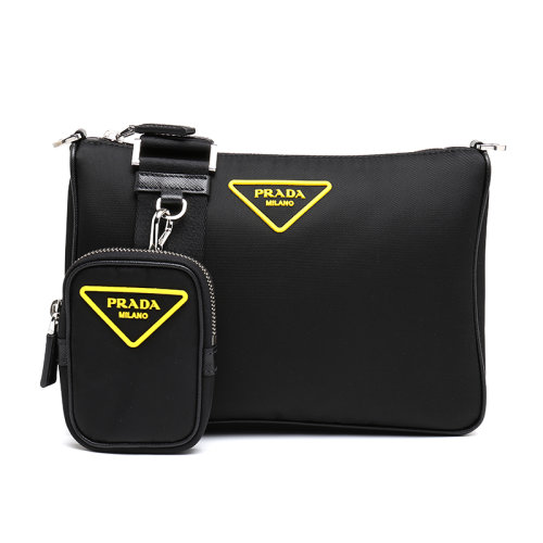 PRADA/普拉達(dá)織物/配皮時(shí)尚休閑斜挎包男士背提包2VH113074F