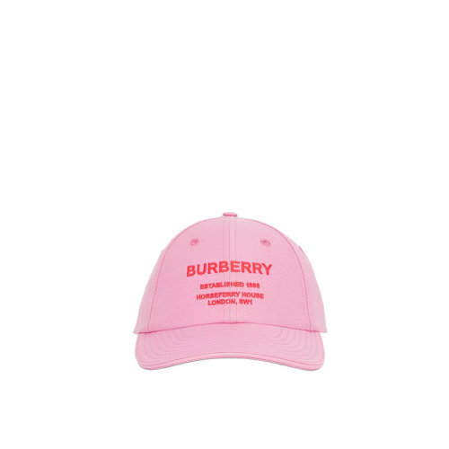 BURBERRY/博柏利 22年早春新款 男女同款櫻草花粉色棉質(zhì)混紡Horseferry印花LOGO圖案棒球帽80487251
