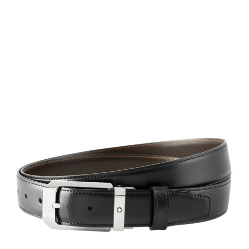 MontBlanc/萬寶龍 男士經(jīng)典系列黑色/棕色雙面牛皮商務(wù)休閑皮帶腰帶 可裁剪 116579