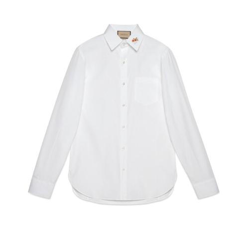  GUCCI古馳 22年秋冬 男士 棉質(zhì)府綢刺繡襯衫 699554 ZAJUE 9692