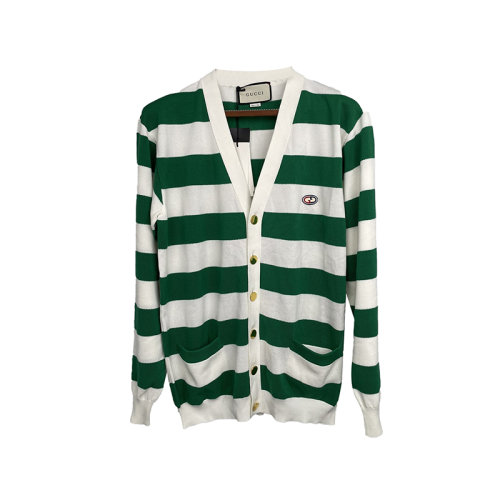 Gucci 古馳  女士清新綠色條紋開衫