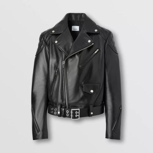  BURBERRY 22年秋冬 女士 菱形絎縫裁片皮革機(jī)車夾克 80649021