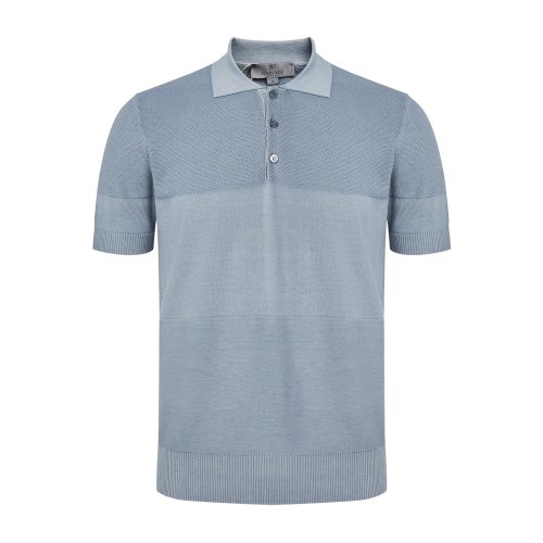 CANALI/康納利 灰藍(lán)色 男士短袖拼接針織POLO衫 C0485-MK00517-202 春夏款