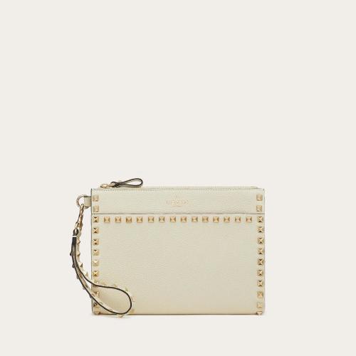  VALENTINO華倫天奴 22年秋冬 女士 手拿包 Pochette Rockstud en veau graine 1W2P0V27VSHI16