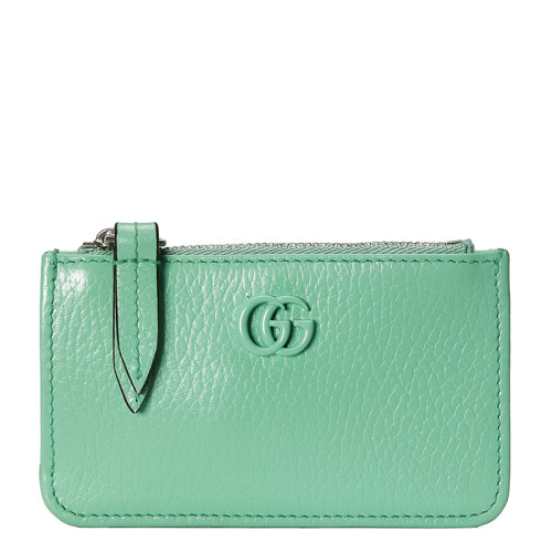 GUCCI/古馳 22新款GG Marmont系列 女士薄荷綠皮革同色系扣拉鏈開(kāi)合鑰匙包卡包70107017WEF3451