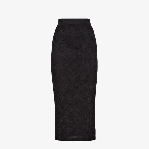  FENDI芬迪 22年秋冬 女士 半身裙 黑色人造絲半身裙 FZQ669AJFEF0GME