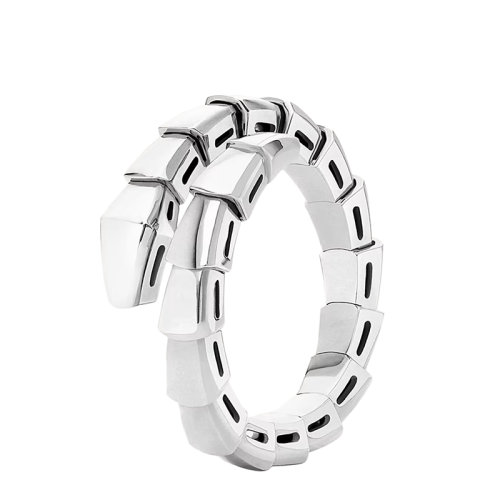 BVLGARI/寶格麗 22新款SERPENTI Viper系列 18K金白金幾何風(fēng)格戒指指環(huán)358646