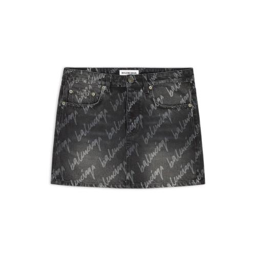  BALENCIAGA巴黎世家 22年秋冬 女士 半身裙 ALLOVER LOGO LOW WAIST MINI SKIRT 681802TMW2110