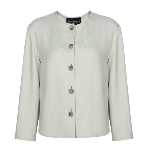 Emporio Armani/安普里奧阿瑪尼 水綠色 女士垂感紐扣裝飾輕薄罩衫 5NB11T-52011-521
