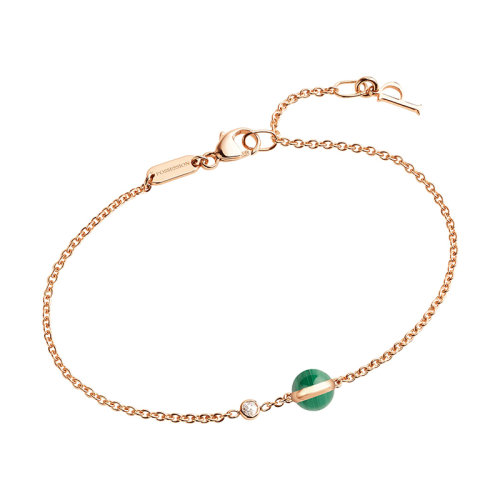 PIAGET/伯爵經(jīng)典款POSSESSION時(shí)來(lái)運(yùn)轉(zhuǎn)系列 18K金玫瑰金孔雀石鑲鉆手鏈 G36PB700