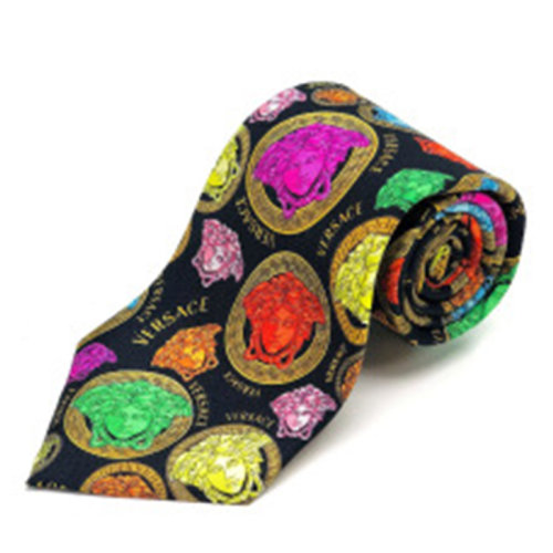 VERSACE/范思哲  男女同款黑色真絲時尚經(jīng)典美杜莎頭像裝飾領(lǐng)帶/領(lǐng)結(jié)/領(lǐng)帶夾領(lǐng)帶  ICR1001-1F01314-5B020