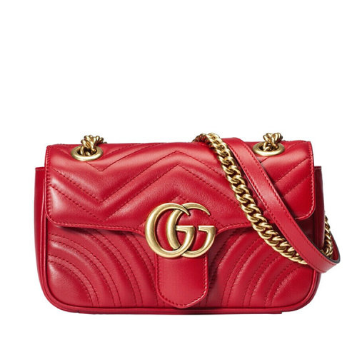 GUCCI/古馳 GG Marmont系列小號絎縫肩背包皮質 443497 DTDIT