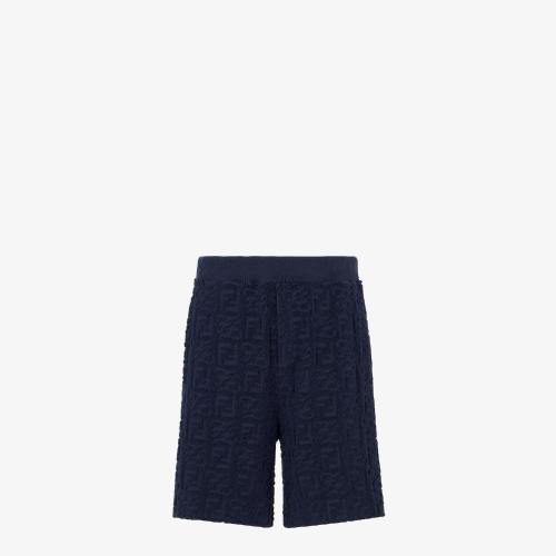  FENDI芬迪 22年秋冬 男士 短褲 藍色棉織短褲 FB0689A9RKF0QG3