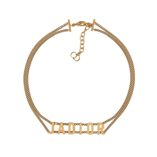 DIOR/迪奧 新款JADIOR鍍金復古金屬雙鏈字母項圈 N0424ADRMT_D907