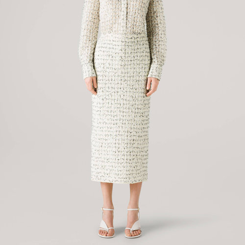 St.John/盛薔21早秋睫毛紗紋理修身女士半身裙K724031