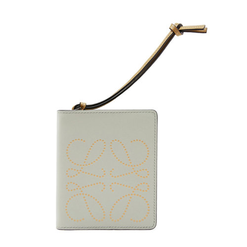 LOEWE/羅意威 21新款 女士淺綠色/深金色小牛皮圓點(diǎn)徽標(biāo)圖案拉鏈錢(qián)包0010593192