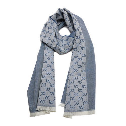 GUCCI/古馳  男女同款 中性 圍巾/披肩 雙面圍巾雙面配色 logo羊毛 圍巾40*180cm