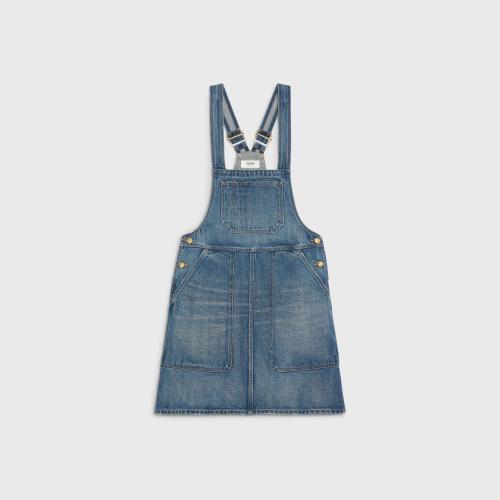  CELINE賽琳思琳 22年秋冬 女士 連衣裙 聯合水洗色工裝風格牛仔連衣裙 2U091930F.07UW