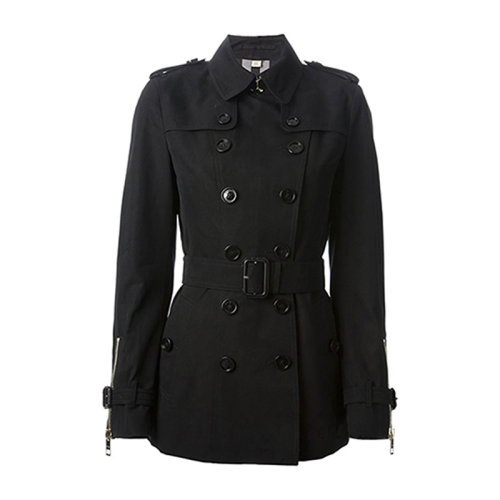 BURBERRY/博柏利  女裝 服裝 女士純棉雙排扣袖口拉鏈裝飾保暖風(fēng)衣 女士大衣