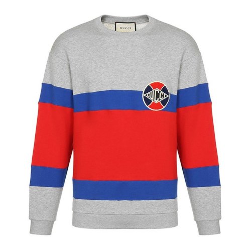 GUCCI/古馳 男裝 服裝 灰色紅色棉質圓領長袖 男士衛(wèi)衣