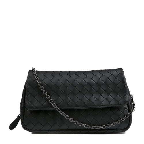 Bottega Veneta/葆蝶家 女士純色羊皮經(jīng)典編織翻蓋開合單肩包斜挎包鏈條包信使包手拿包手包女包 310774-V0016 多色可選