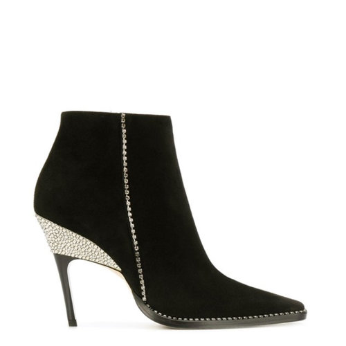 Jimmy Choo/周仰杰  女士黑色皮質經(jīng)典時尚水鉆裝飾秋冬高跟鞋 BRECKEN 100URMBLACK