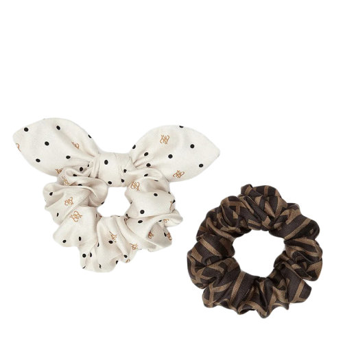 FENDI/芬迪 女士白色和棕色真絲兩件套發(fā)圈FXT268AHR9F1ENO