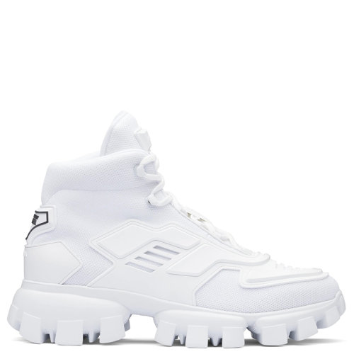 PRADA/普拉達(dá)  Cloudbust Thunder 男士白色針織織物材質(zhì)高幫運(yùn)動(dòng)鞋2TG180_3KZU_F0009