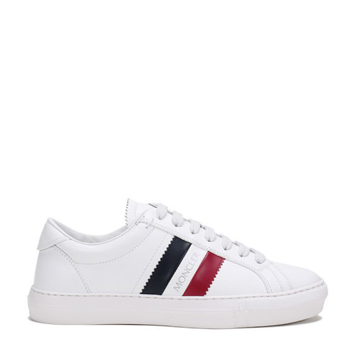 Moncler/蒙克萊 男士皮革New Monaco系帶休閑運動鞋板鞋三色條紋裝飾 4M71440 01A9A