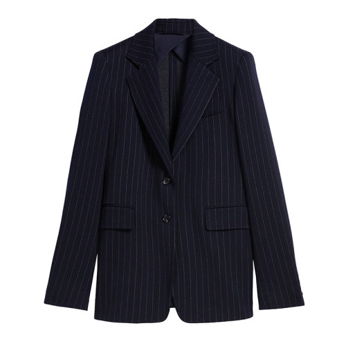MaxMara/麥絲瑪拉 22年秋冬新款 AMLETO系列 女士海軍藍色羊毛針織條紋直通西裝夾克1916032906001