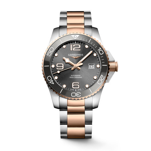 LONGINES/浪琴 22年秋冬新款 康卡斯?jié)撍盗?男士太陽紋灰色表盤自動機械機芯精鋼/陶瓷表殼精鋼表帶腕表43毫米L3.782.3.78.7