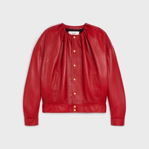  CELINE賽琳思琳 22年秋冬 女士 夾克 PLONGé羊皮革捏褶領(lǐng)夾克 2ED76150T.27LK