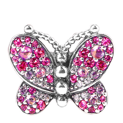 PANDORA/潘多拉 女士粉色925銀時尚蝴蝶造型串飾串珠 797882NCCMX