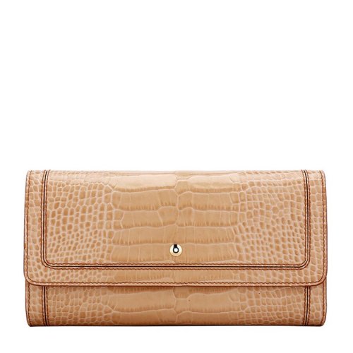 MontBlanc/萬寶龍 波西米亞系列 女士時(shí)尚沙色花紋牛皮皮質(zhì)錢包錢夾手拿包女包 109323