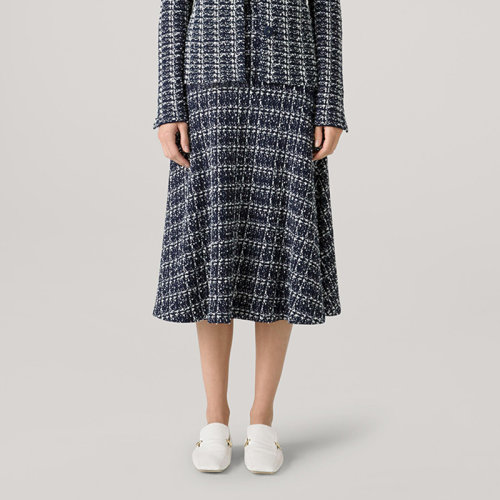 【21春夏新款】St.John/盛薔2021春季新款針織格紋中長款A(yù)字型女士半身裙K7130E1